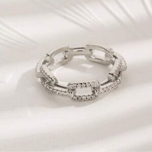 Silver cubic zirconia link ring